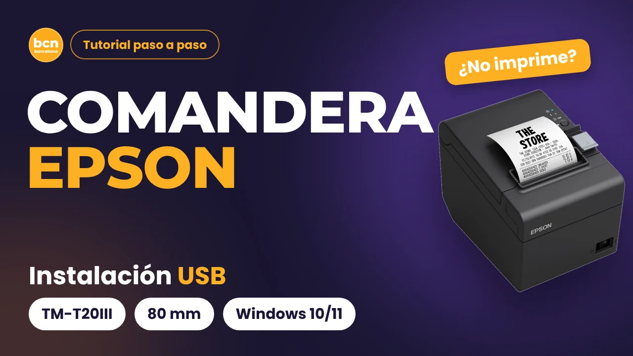 comandera Epson TM-T20III instalación por USB en video